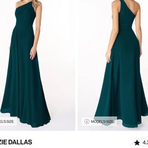 Azazie Green Asymmetrical One-Shoulder Gown for Weddings